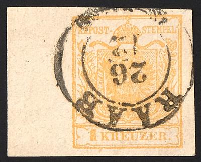 gestempelt - Österreich Nr. 1 M Ib, ockergelb, links mit 10 mm Rand - Stamps