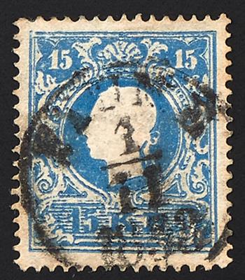 gestempelt - Österreich Nr. 15 I, dunkelblau, mit etwas öligem Einkreis gestempelt "FIUME 1/11 1858 - Známky
