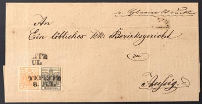 Poststück - Österreich Nr. 1 H Ia dunkelbraunorange - Briefmarken