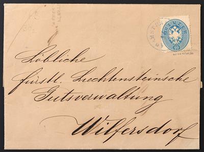 Poststück - Österreich Nr. 27 blau, auf komplettem Falt Poststück mit Einkreis gestempelt "ADAMSTHAL 14/10 - Briefmarken