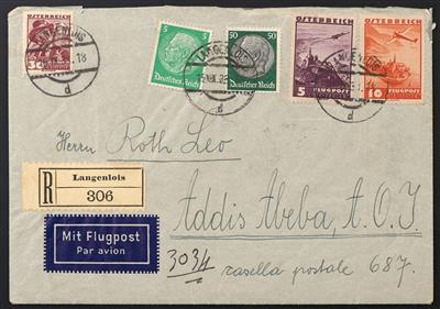 Poststück - Österreich Ostmark 1938, Flugpost Poststück mit Mischfrankatur von Langenlois - Známky