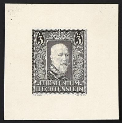 (*) - Liechtenstein Nr. 141 PU, Probedruck in Grauschwarz, ungezähnt - Briefmarken