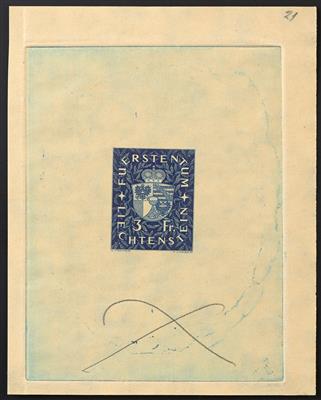 (*) - Liechtenstein Nr. 184 P U, Einzeldruck in Originalfarbe im Kleinbogenformat, ungezähnt - Briefmarken