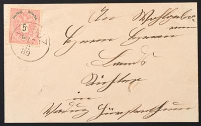 Poststück/Briefstück/gestempelt - Liechtenstein Vorläufer Ausgabe 1883 Nr. 46 mit Einkreis gestempelt "VADUZ 17/8 89", - Francobolli