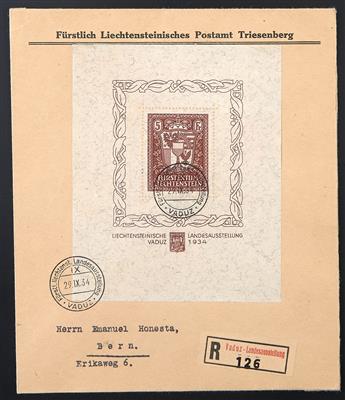 Poststück - Liechtenstein Block Nr. 1, - Briefmarken