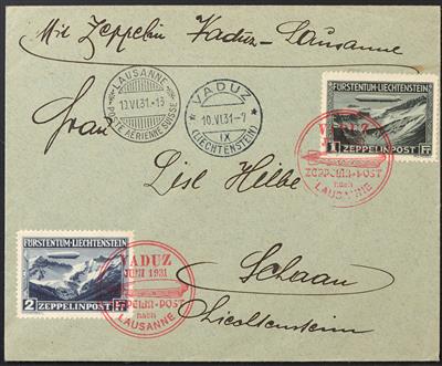 Poststück - Liechtenstein Nr. 114/15 (Zeppelin 1931) auf Flug Poststück, - Briefmarken