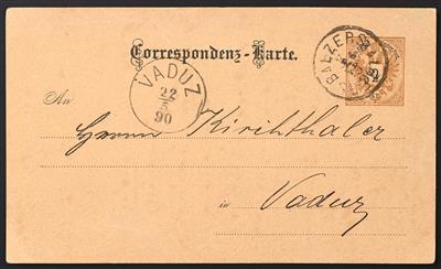 Poststück - Liechtenstein Vorläufer Ausgabe 1883 Ganzsachen Postkarte 2 Kreuzer (ohne Umrandung, - Známky