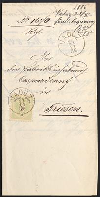 Poststück - Liechtenstein Vorläufer Ausgabe 1883 Nr. 45 mit Einkreis gestempelt "VADUZ 24/11 86", - Stamps