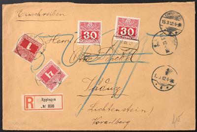 Poststück - Liechtenstein Vorläufer Österreich Portomarken Nr. 42 x (2 x 30 Heller Kreidepapier - Briefmarken