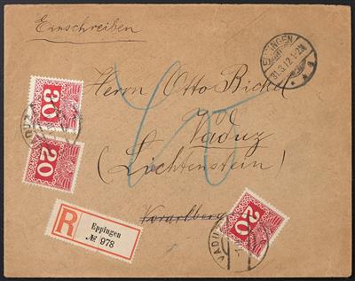 Poststück - Liechtenstein Vorläufer Österreich Portomarken Nr. 42 x (30 Heller Kreidepapier - Stamps