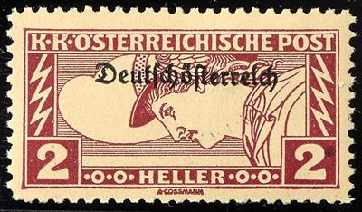 * - Österr. Eilm. 1919 - 2 Heller mit waagr. Probeaufdr. "Deutsch-Österr! (252A), - Briefmarken