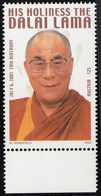 ** - Österr. Nr. (16) (70. Geburtstag des Dalai Lama Tenzin Gyatso) vom Kleinbogenunterrand, - Stamps