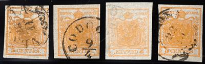 gestempelt - Lombardei-Venetien Nr. 1 orange unterlegte Mitte - Briefmarken