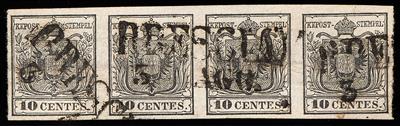 gestempelt - Lombardei-Venetien Nr. 2 H I grauschwarz, - Stamps