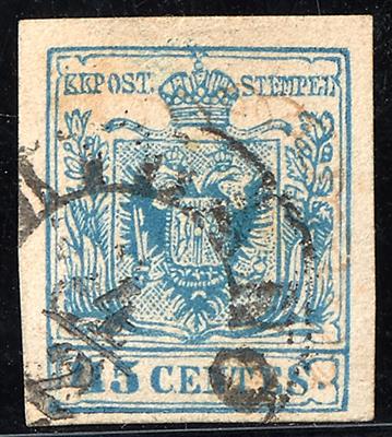 gestempelt - Lombardei-Venetien Nr. 5 PF MAILÄNDER POSTFÄLSCHUNG Type II B, - Briefmarken