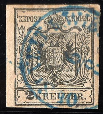 gestempelt - Österr. Nr. 2 M III, mit blauem Teilstempel Ob. St. VEIT b. WIEN - Stamps