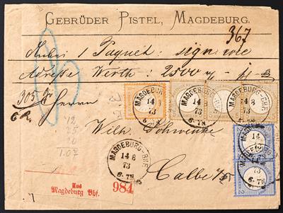 Poststück - D.Reich Nr. 18 + 20 (Paar) + 22 (Dreierstreifen) als - Briefmarken