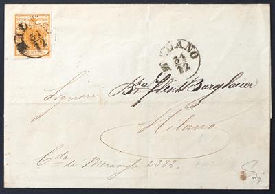 Poststück - Lombardei-Venetien Nr. 1 tiefdunkelorange - Briefmarken