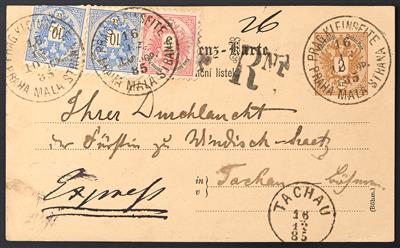 Poststück - Österr. 1885 Correspondenz Karte zu 2 Kr. zufrankiert mit Nr. 46 + 47 (2 Stück, - Známky