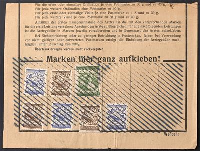 Poststück - Österr. ca. 1925 - 15 Arztabrechnungs-Abschnitte mit verschiedenen Frankaturen der "Ziffern"-Ausgabe 1925, - Briefmarken