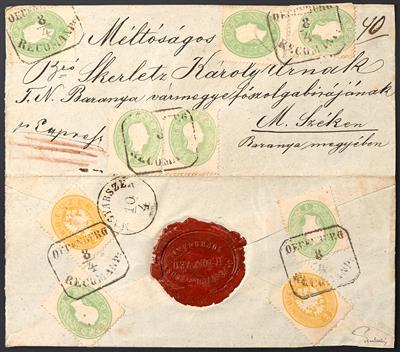 Poststück - Österreich Nr. 19 (5) anschriftseitige + Nr.19 (2) +24 (2) siegelseitig als Mischfrankatur - Francobolli