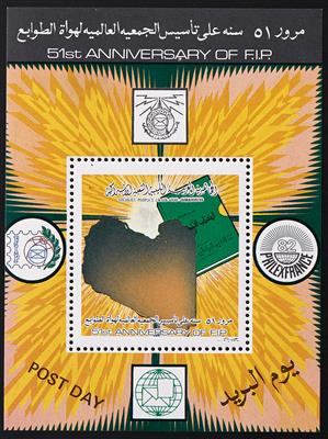 ** - Libyen Block Nr. 65 (51 Jahre FIP) ohne Werteindruck - Briefmarken