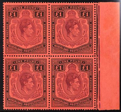 **/* - Nyassland - Protectorate Nr. 69 im Viererblock vom rechten Bogenrand, - Briefmarken