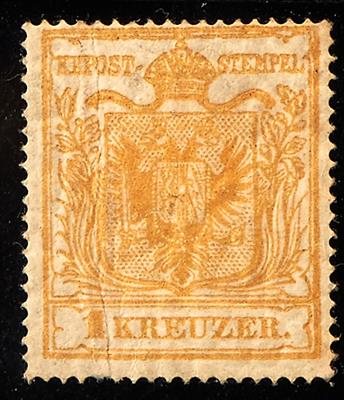 * - Österr. Nr. 1 M Type III -Versuchszähnung BZ 18 1/2, - Briefmarken
