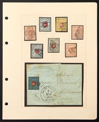 gestempelt/Briefstück - Kl. Partie Altschweiz ca. 1850/1859, - Stamps