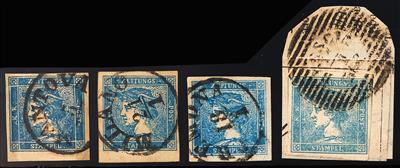 gestempelt/Briefstück - Österr. Nr. 6 - 4 Stück, - Stamps