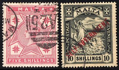 gestempelt/Briefstück - Partie Malta ca. 1886/1948, - Briefmarken