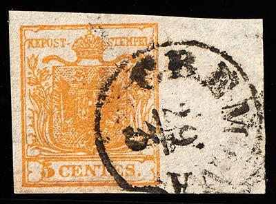 gestempelt - Lombardei-Venetien Nr. 1, rechtes Randstück (13,5 mm) - Stamps