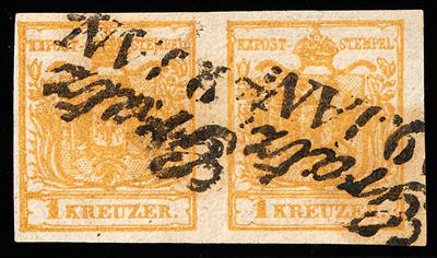 gestempelt - Österr. Nr. 1 H III gelbocker, quadrilliertes Papier - Briefmarken