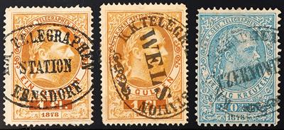 gestempelt - Partie Österr. Telegraphenm. mit div. Entwertungen (29), - Stamps