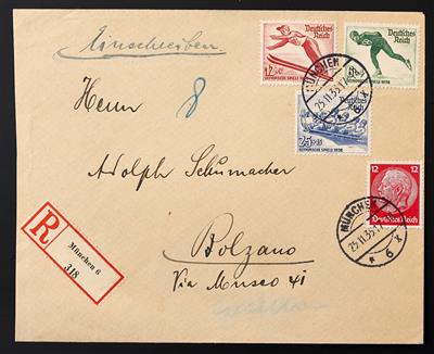 Poststück - D.Reich Nr. 600/02 auf Reko-Satzbrief von MÜNCHEN nach Bozen vom 25.11.1935 (Ersttag) - Briefmarken