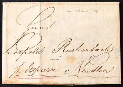 Poststück - Liechtenstein Vorphila 1845 - doppelt verwendeter Botenbrief express von Feldkirch nach Nendeln - Známky