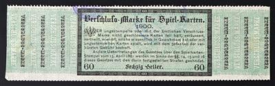 Poststück - Österr. 1885/1934 - 6 Verschlussmarken für Spielkarten - Francobolli