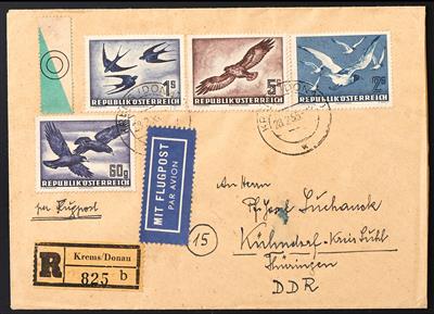 Poststück - Österr. Flugp. 1950/53 - 60 g bis 20,- S mit Zussatzfran., - Známky