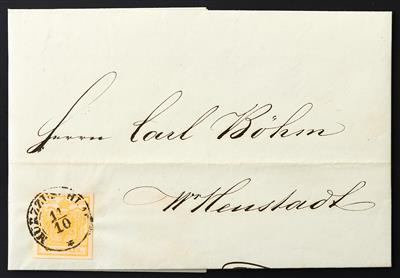 Poststück - Österr. Nr. 1 M allseits vollrandig auf Faltbrief mit Stempel MÜRZZUSCHLAG nach Wr. Neustadt vom 11.10.1857, - Francobolli