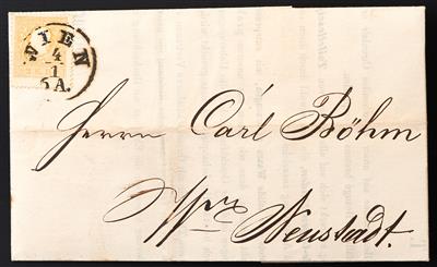 Poststück - Österr. Nr. 10 II hellorange auf Brief von WIEN nach Wiener Neustadt vom 4.1. 1861, - Briefmarken