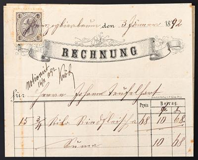 Poststück - Österr. Nr.50 als Stempelmarke verwendet - auf Rechnung handschriftl. "Herzogbierbaum, - Briefmarken