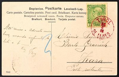 Poststück - Österr. Schiffspost 1908: "TIROL / OE. LLOYD" - Známky