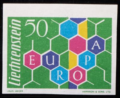 Europa Liechtenstein ** - 1960 Europamarken "Waben"ungezähnt mit Druckvermerk, - Známky