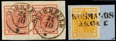 Ausgabe 1850 Briefstück/gestempelt - Sammlung mit vielen Druckabarten, - Známky