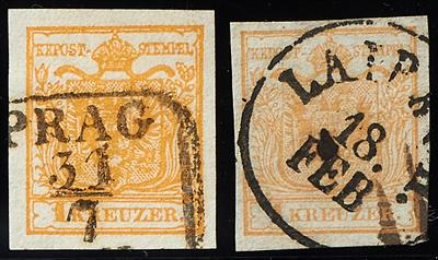 Ausgabe 1850 gestempelt - 1 Kreuzer gelb, - Briefmarken