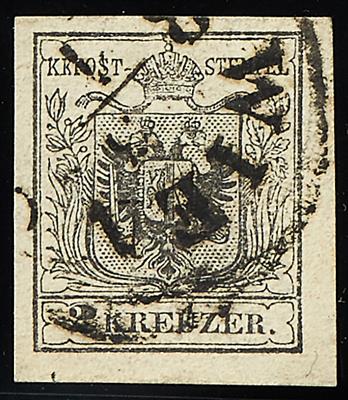 Ausgabe 1850 gestempelt - 2 Kreuzer "Feindruck/ mausgrau"-so geprüft Seitz, - Francobolli