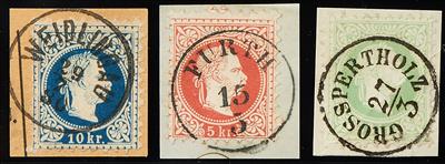 Ausgabe 1867 Briefstück/gestempelt - Niederösterreich: Sehr schöne Sammlung Abstempelungen auf 2 grossen Steckkarten, - Stamps