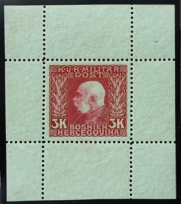 Bosnien **/* - 1912 Freimarke 3 Kronen karmin auf grün im Kleinbogen, - Francobolli