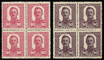 Bosnien ** - 1918 Kaiser Karl nicht verausgabte FeldpostmarkenSerie im Viererblock komplett, - Známky