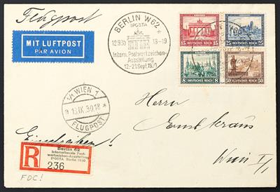 Deutschland Poststück - 1930 IPOSTA-Marken (Herzstück aus Block) auf FDC - Recobrief von Berlin nach Wien, - Briefmarken
